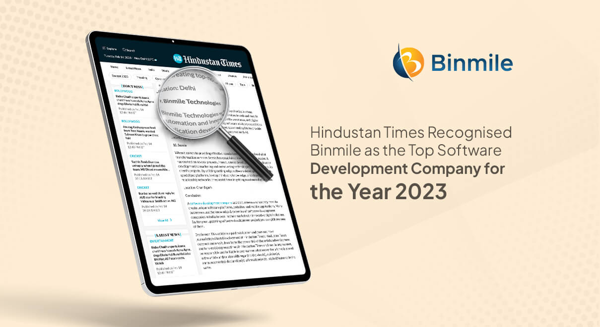 Hindustan Times Recognized Binmile as the Top Software Development Company for the Year 2023