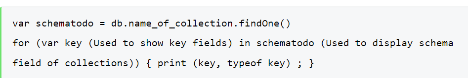 showing the schema of collections in mongodb | Binmile